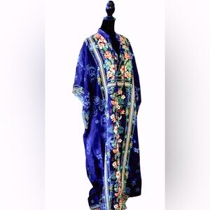Lke New Johnny Was Navy pink Floral Floor length Kimono, wide & lightweight sale